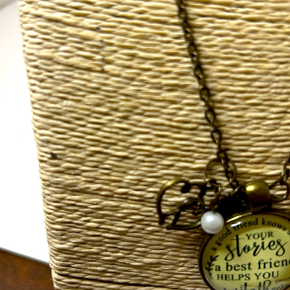 Gutsy Goodness friendship charm necklace brass tone cream boho - Picture 5 of 9